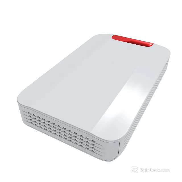 White External Hard Drive With Red Button And Sleek Design For Data Storage 3d model 