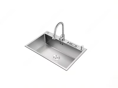 Stainless Steel Single Bowl Kitchen Sink with Faucet Modern Design Durable and Easy to Clean 3d model