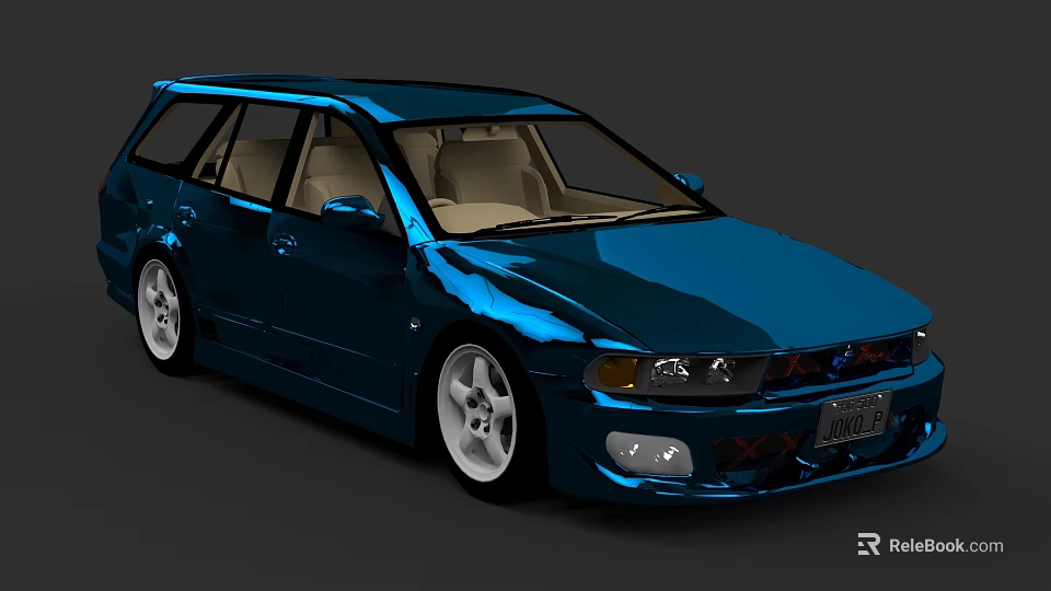 Shiny Blue Wagon Car Exterior Design With Alloy Wheels And Modern Look 3d model 