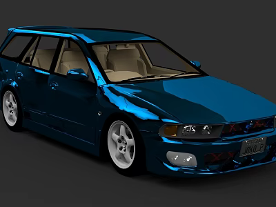 Shiny Blue Wagon Car Exterior Design With Alloy Wheels And Modern Look 3d model