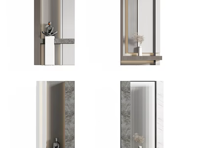 Elegant Modern Console Table With Marble Top Mirror And Decorative Vase 3d model