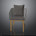 Modern Woven Armrest Chair With Gray Cushion And Light Wooden Legs Design