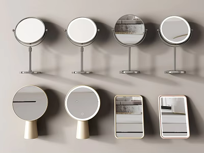 Various Design Mirrors with Stands Round and Square Shapes for Home Decor 3d model