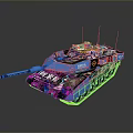 Blue Modern Tank With Decorative Patterns And Military Design Elements 3d model
