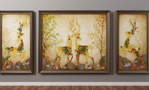 European Animal Painting Hanging Paintings 3d model