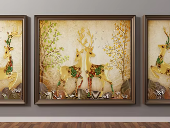 European Animal Painting Hanging Paintings 3d model