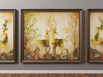 European Animal Painting Hanging Paintings 3d model