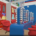 Kids Playground Dress Up Area With Colorful Decor Red Chairs And Mirrors