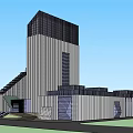 Modern Office Building Exterior With Glass Curtain Walls And Striped Facade