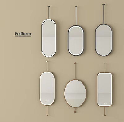 Modern Poliform Wall Mirrors With Various Oval Round Rectangular Shapes 3d model