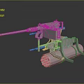 Detailed White Military Weapon Machine Gun Model With Mount And Ammunition Belt