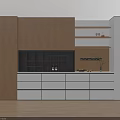 Modern Sideboard With Wooden Cabinetry White Drawers Wine Rack Open Shelves And Green Plant