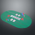 Green Oval Household Gaming Table With Playing Cards And Dice For Family