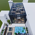 Modern Garden Landscape Design With Swimming Pool Green Plants And Outdoor Seating