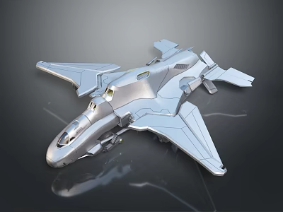 Futuristic Silver Spacecraft Model With Aerodynamic Structure For Cosmic Exploration 3d model