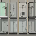 Modern Shower Sauna Units With Glass Enclosures And Multiple Showerhead Designs