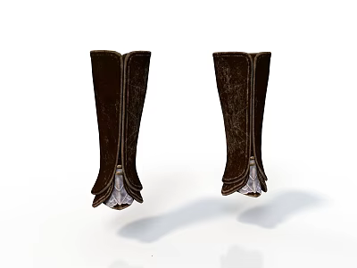 Black Leather Boot Shaped Combat Weapon With Metallic Accents And Sharp Edges Design 3d model