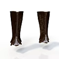 Black Leather Boot Shaped Combat Weapon With Metallic Accents And Sharp Edges Design