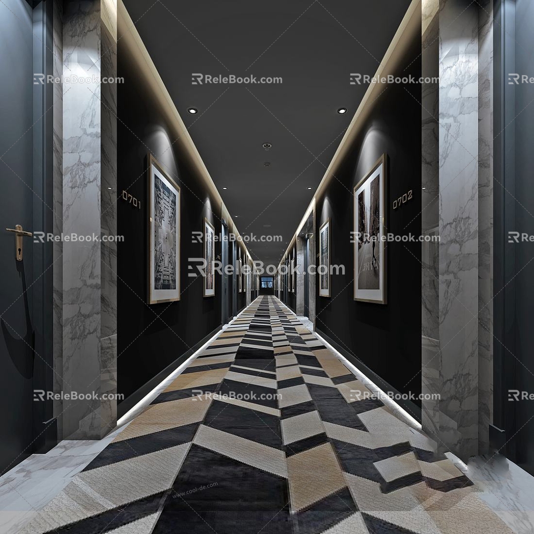 Modern Hotel Away Hotel Corridor 3d model