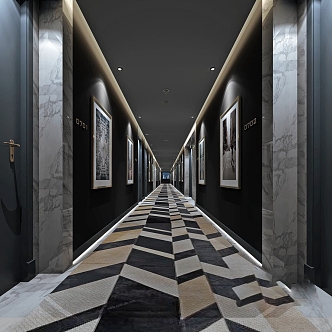 Modern Hotel Away Hotel Corridor 3d model