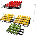 Colorful Tiered Stadium Bleacher Seats in Red Yellow Green with Metal Frame