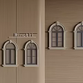 Classic Bay Window Design With Arched Frames And Neutral Tone Interior 3d model