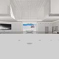 Modern Minimalist Corporate Reception With Sleek White Curved Desk And Spacious High Ceiling Lobby Design