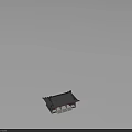 Ancient Chinese Architecture With Black Tiled Roof Red Columns Ornate Eaves And Gray Walls