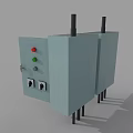 Industrial Equipment Cabinets With Warning Sign And Open Door Showing Internal Wiring Components