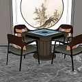 New Chinese Chess and Mahjong Table and Chair 3d model