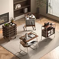 Antique side table sofa side table square side table 3d model