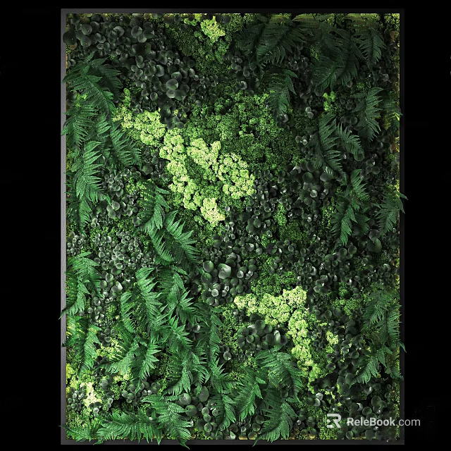 Living Green Wall Design With Lush Ferns Various Plants And Natural Foliage 3d model 