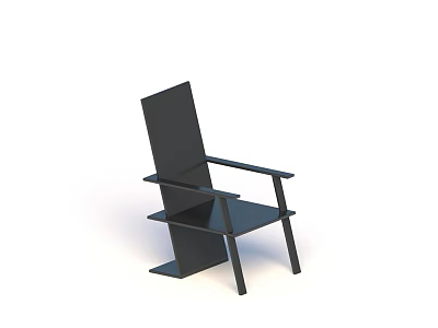 Modern Black Minimalist Leisure Chair With Armrests And Geometric Structure 3d model