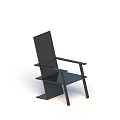 Modern Black Minimalist Leisure Chair With Armrests And Geometric Structure