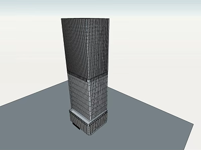 Tall Modern Office Building With Glass Curtain Wall And Vertical Structure 3d model