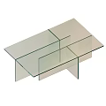 Modern Amber Transparent Coffee Table With Geometric Stacked Panel Design