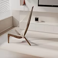 Modern Wooden Frame Lounge Chair With Woven Seat In Bright Living Space