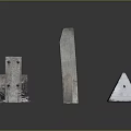 Diverse Shaped Construction Components With Metal Stone Material Textured Surfaces Holes On Black Reflective Surface