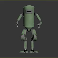 Green Robot 3D Model With Cylindrical Body Arms And Legs