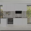 Modern White Kitchen Cabinets With Upper Lower Units And Light Countertops 3d model
