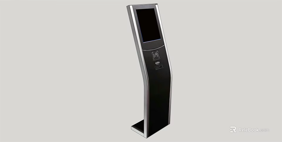 Public Facility Interactive Self Service Kiosk With Touch Screen And Standing Design 3d model 
