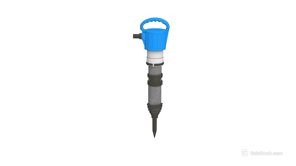 Blue Handheld Industrial Jackhammer With Steel Chisel Bit For Construction Work 3d model 