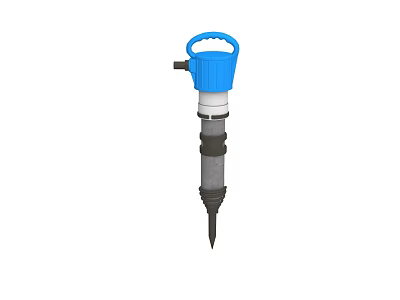 Blue Handheld Industrial Jackhammer With Steel Chisel Bit For Construction Work 3d model