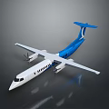 Blue And White Propeller Airplane With Sleek Fuselage And Tail Wing Design