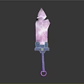 Pink Crystal Sword with Decorative Blue Purple Hilt and Transparent Blade