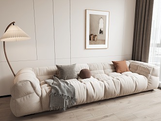 Modern Multiplayer Sofa Cream Multiplayer Sofa 3d model