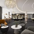 Luxurious Jewelry Store Interior Design With Glass Display Cases Chandelier And Decorative Plants