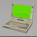 Vintage White Laptop With Green Screen Classic Keyboard And Retro Design