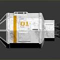 White Equipment With Yellow Stripe Number 10 Geometric Design Transparent Panel And Structured Body