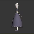 Game Movie Character In Purple White Maid Outfit Long Gray Hair Red Eyes